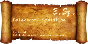 Baiersdorf Szalóme névjegykártya